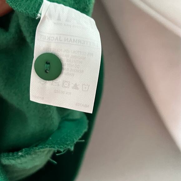 BAW Youth XL Green White Varsity Letterman Jacket Sweatshirt Blank Preppy - Picture 5 of 6